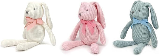 100% Organic Cotton Baby Toys Bunny Rabbit Stuffed Animals Bulk 7.1" (3pcs/Set)