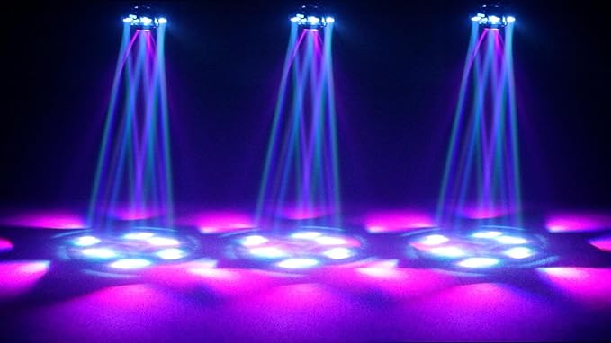 6-Arm 150W RGBW Bee-Eye Spider DJ Moving Head Light – LED Stage Lighting with DMX512, Sound Activated Beam Wash, Strobe & Starry Effects for Clubs, Parties, Weddings, Events