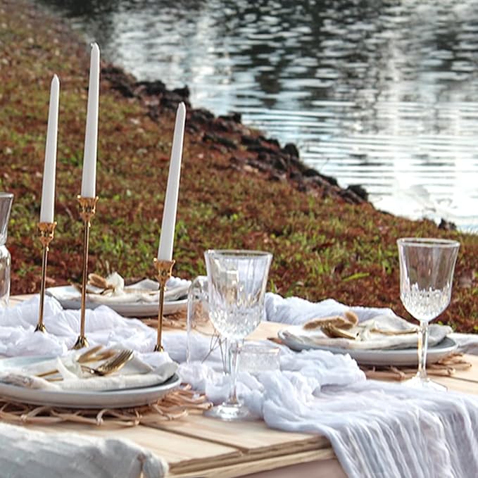 10 Pack White Christmas Table Runner 10FT Long Boho Gauze Table Runner Rustic Sheer White Cheesecloth Runner for Wedding Bridal Baby Shower Birthday Party Thanksgiving Christmas Table Decor