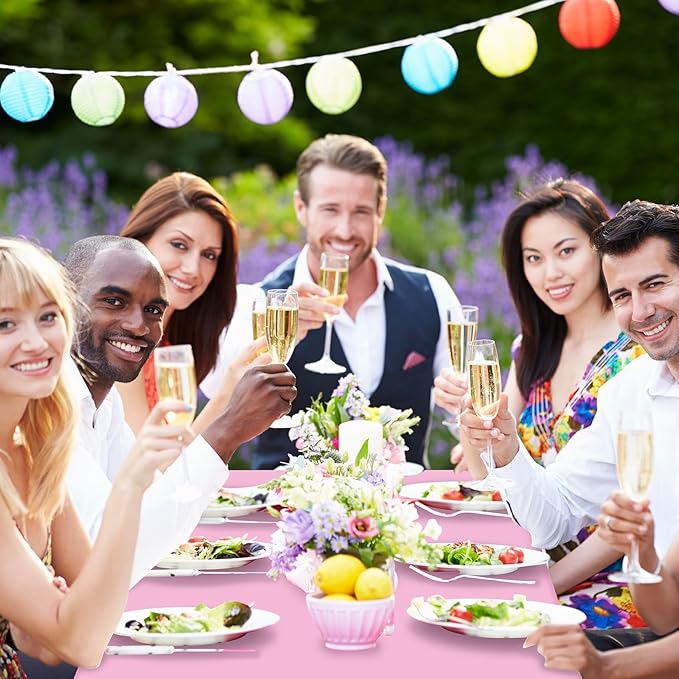 MASHAN 12pcs Assorted Color Purple Pink Tablecloths Disposable Plastic Table Cloth Rectangle Table Covers for Lavender Butterfly Theme Party Birthday Wedding Picnic Home Party Decoration,108 * 54inch