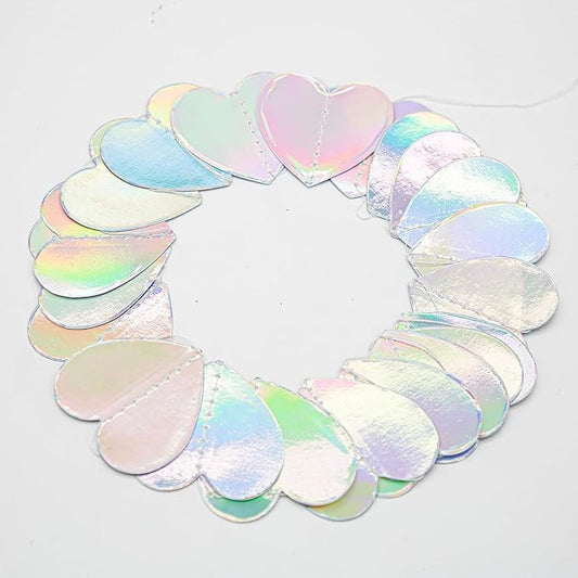 Iridescent Party Decorations - 52ft Paper Heart Garland Streamers Banner for Birthday Wedding Bachelorette Baby Shower Bridal Shower Engagement Valentines Day Hanging Decor HongTongTong