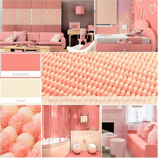 BSICPRO Bathroom Rugs, Bath Mat Rug for Bathroom Non Slip 20 x 32 Inches Water Absorbent Chenille Bath Floor Mats Machine Washable (Sweety Pink)