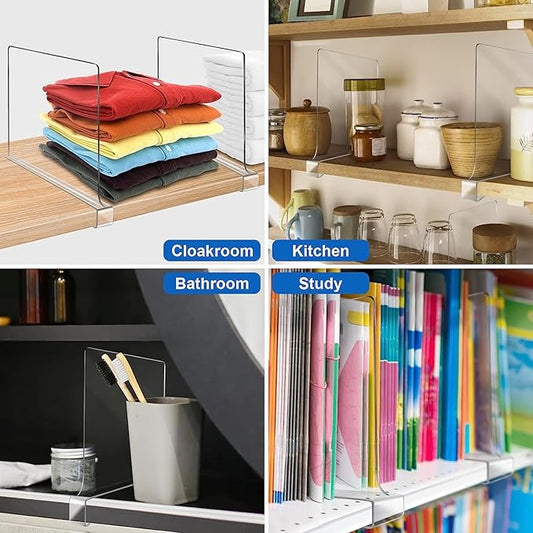 Acrylic Shelf Dividers for Closet Organization 16Pack Closet Shelf Divider Closet Dividers for Shelves Shelf Organizer for Closet Shelf Organizer for Wood Closet Separator Clear