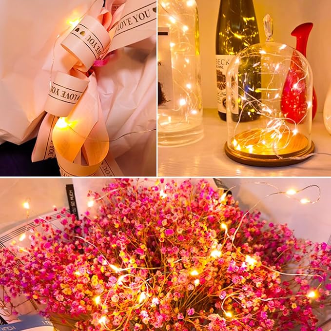 12 Pack Led Fairy Lights Battery Operated String Lights with Timer Waterproof Silver Wire 14 Feet 40 Led Twinkle Mason Jar Lights for Wedding Party Bedroom Patio Christmas Warm White