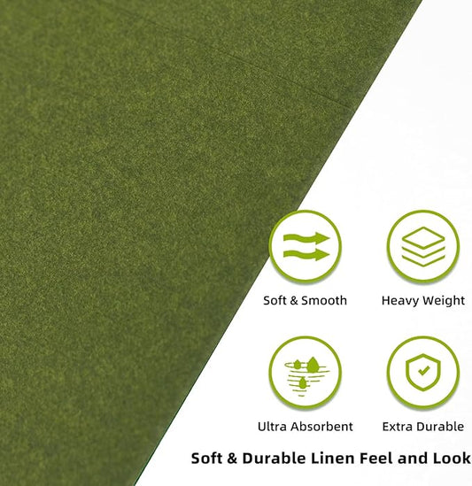 KAMMAK Matcha Green Napkins Disposable with Pocket Cloth Like Dinner Paper Napkins 100 Pack Folded Wedding Reception Napkin Bathroom Guest Hand Towels for Party Decoration (16.5 x 16.5 inch)