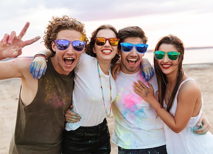 Eyegla 8/12/18 Pack Neon Sunglasses Bulk Colorful Multipack Party Sunglasses Retro Glasses Party Favor for Adult Men Women