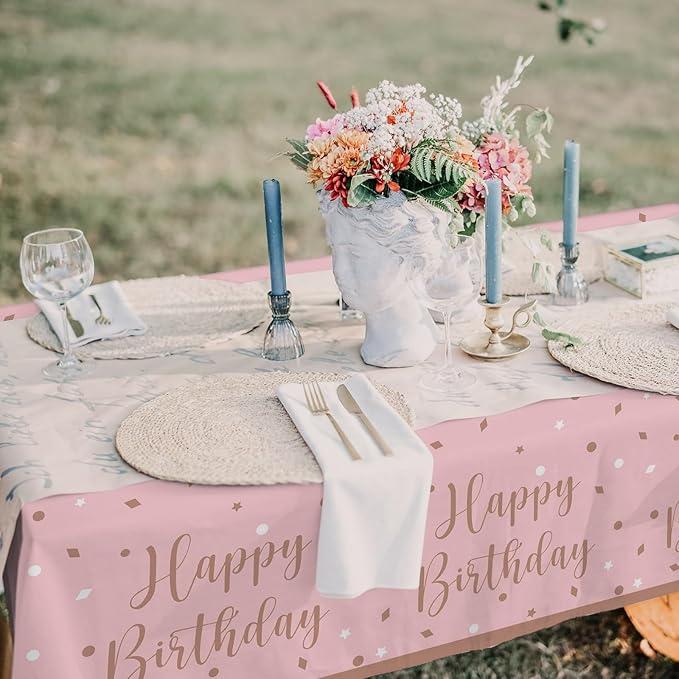 Rose Gold & Pink Sweet 16 Birthday Bundle: Party Supplies Set with paper Plates, Napkins, Cups, Tablecloth & Banner - Sweet Sixteen Decorations, Party Favors ,Serves 25