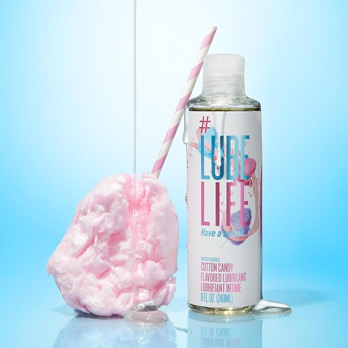 LubeLife Water-Based Cotton Candy Flavored Lubricant, Personal Lube for Men, Women and Couples, Made Without Added Sugar, 8 Fl Oz