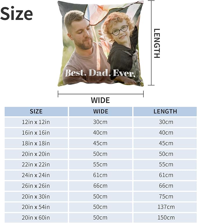 Easycosy Custom Pillow with Picture & Text, Two-Sides Velvet Customized Photo Pillowcase, 26"x26" Personalized Pillow Cover with Photo, Custom Love Keepsake Gifts (No Pillow Insert)