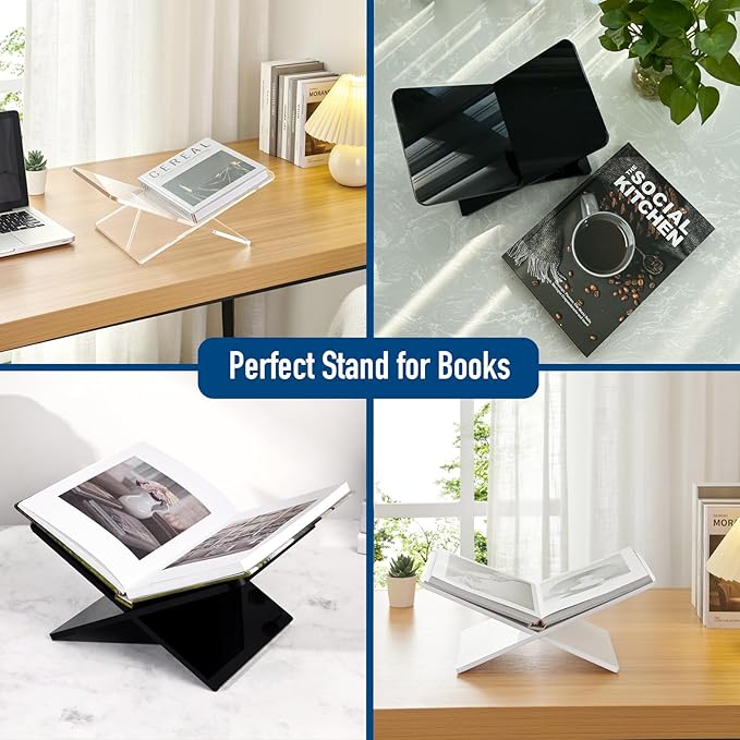 Acrylic Book Stand 15 x 9 x 6 in Large Open Book Display Stand for Cookbook Art Book Bible Guest Book - Coffee Table Book Stand for Reading - Transparency, Large Size