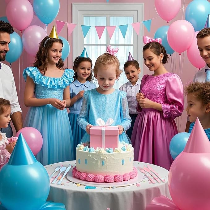 300 PCS Pink and Blue Silverware Heavy Duty 150 Pink Plastic Silverware and 150 Blue Plastic Cutlery Sets- 100 Forks 100 Knives 100 Spoons for Birthday, Baby Shower, Gender Reveal