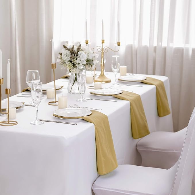 25pcs Polyester Cloth Napkins - 20 x 20 inch Gold Washable Dinner Washable Napkins with Hemmed Edges for Restaurant/Wedding/Hotel(25,Gold)
