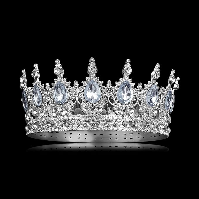 Onedor Silver Crown for Women Crystal Rhinestone Tiara Queen Headpiece for Wedding Prom Pageant Birthday Princess Theme Costume Party Hair Accessories and Cake Topper Decoration