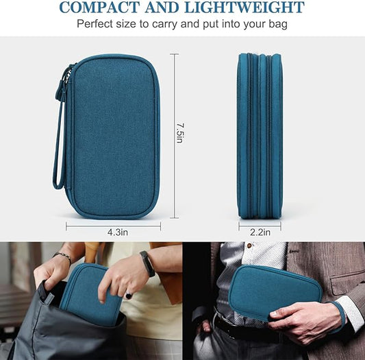 FYY Electronic Organizer, Travel Cable Organizer All-in-One Storage Bag Pouch Electronic Accessories Carry Case Portable Waterproof Double Layers for Cable, Cord, Charger, Phone, Earphone Green