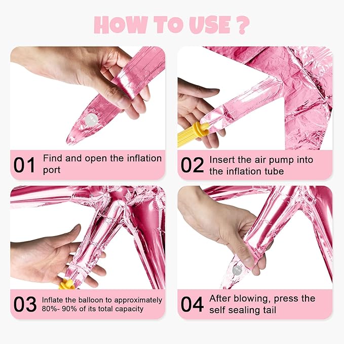 Pink Blue Star Balloon,16Pcs Star Foil Balloons Set with 22Inch Explosion Spike Cone Balloons and 10Inch Quadrangle Helium Balloon for Birthday Wedding Baby Shower Party Decorations