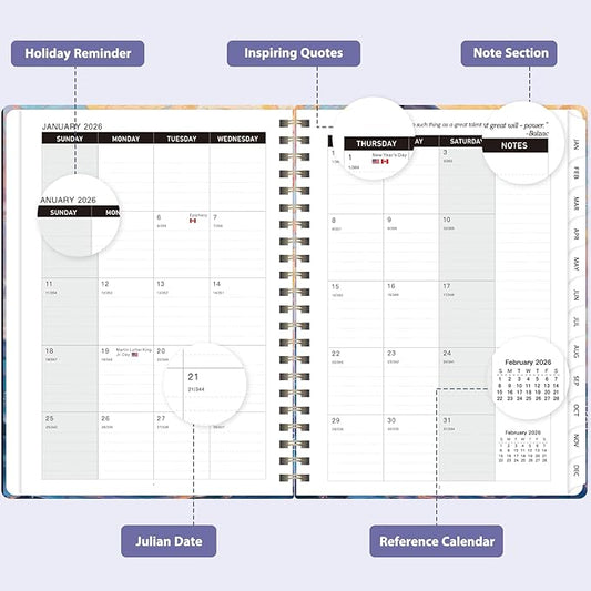 2026 Planner, Weekly and Monthly Calendar Academic Planner, Jan 2026 - Dec 2026, Planning Agenda Book for Desk Accessories and School Supplies - A5 (6.3'' x 8.5'')
