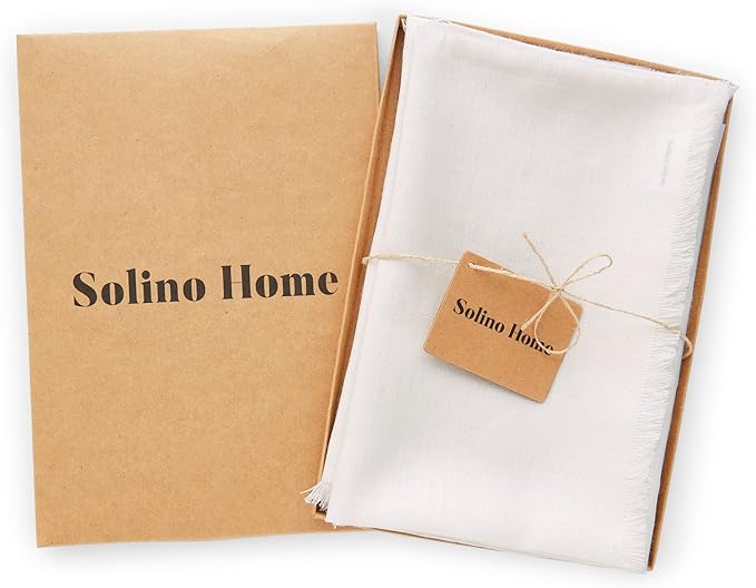 Solino Home White Linen Napkins Set of 4-100% Pure Linen Cloth Washable Dinner Napkins 20 x 20 Inch for Fall, Autumn, Winter, Christmas, Holiday, New Year - Fringe