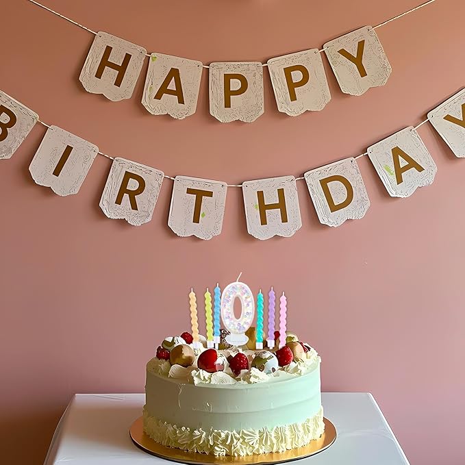 Number Birthday Candle with 12PCS Spiral Candles and A Birthday Card - Perfect for Celebrating Birthdays (Macaron Glitter, Number 0)