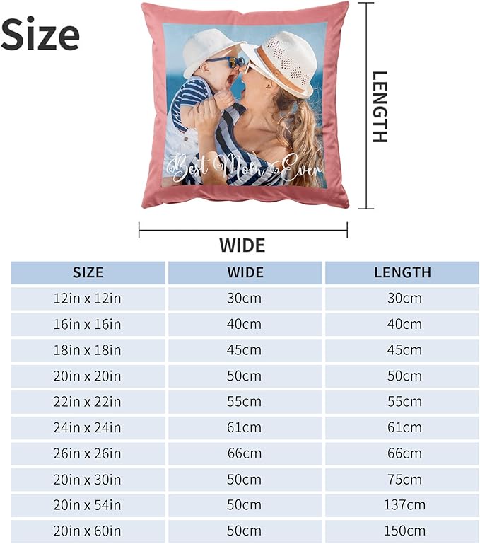 Easycosy Custom Pillow, 22"x22" Two-Sided Customized Photo Pillowcase, Personalized Pillow Cover with Photo, Custom Love Keepsake Gifts (Optional Pillow Insert)