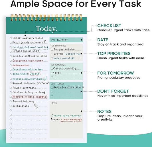 Taja 6 Pack of To Do List Notepad - To Do List Notebook for Work with 52 Sheets, 9.8" x 6.5", Undated Daily Planner Perfect for Daily Tasks and Goal Setting, Notepad Suitable for Office, Home & School - Multi