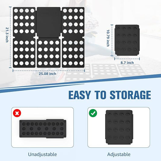 Shirt Folder Board Mini Clothes Folding Board Durable Plastic T-Shirt Folder Easy to Fold Shirts Board T Shirt Folder Laundry Folding Board Folding Tool for Kids and Adults Black