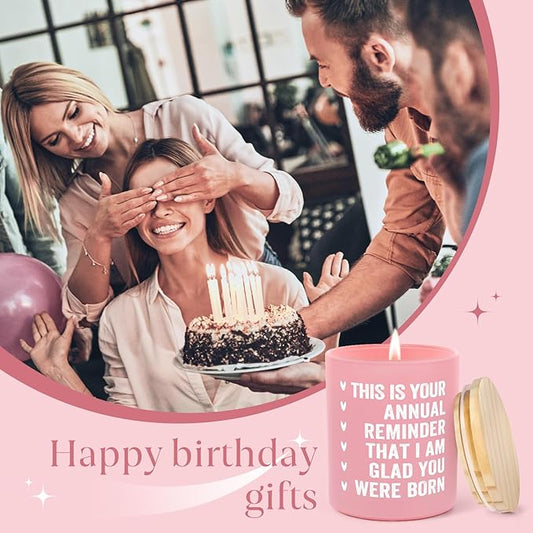Happy Birthday Candle - Birthday Gifts for Women, Funny Birthday Gifts for Girlfriend, Best Friend, Sister, Daughter, BFF, Handmade Lavender Scented Candle 10oz