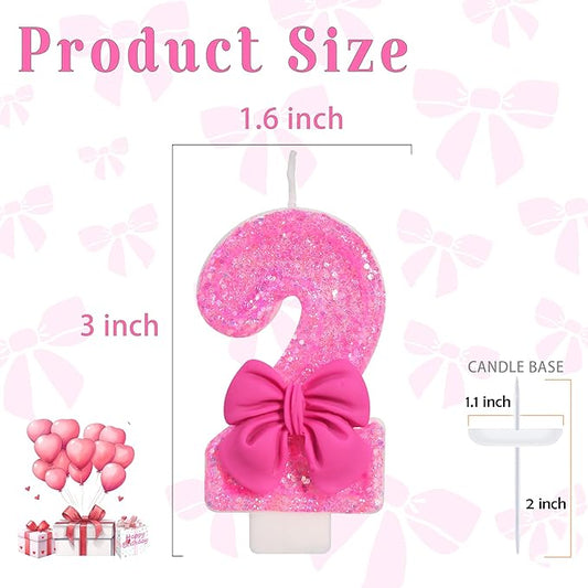 Number 2 Happy Birthday Candle, 3.1 Inch Tall, Rose, Unscented