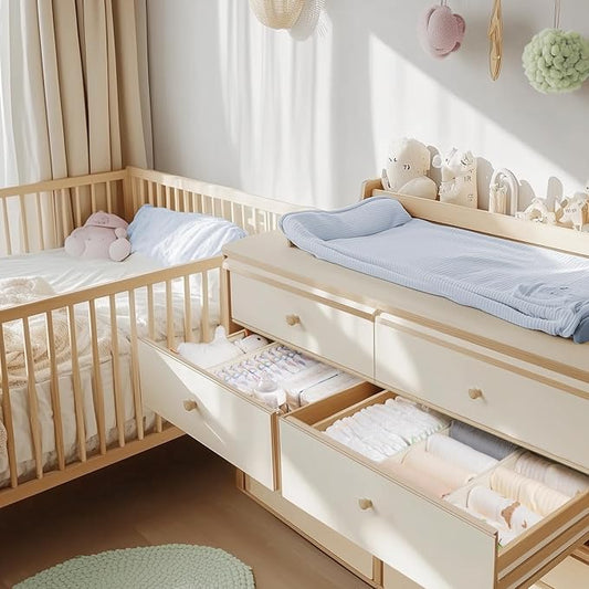 Criusia Drawer Organizer Clothes, 24 Pack Dresser Organizer for Baby Clothes, Underwear, Sock- Foldable Closet Organization and Storage Dividers Bins for Nursery, Bedroom and Dorm (Beige)