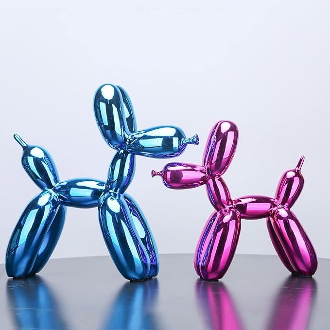 Silver Balloon Dog Decor - Animal, Shelf, Preppy Room, Cute Statue, Modern Sculpture, Gold Decorations, Small Figurines
