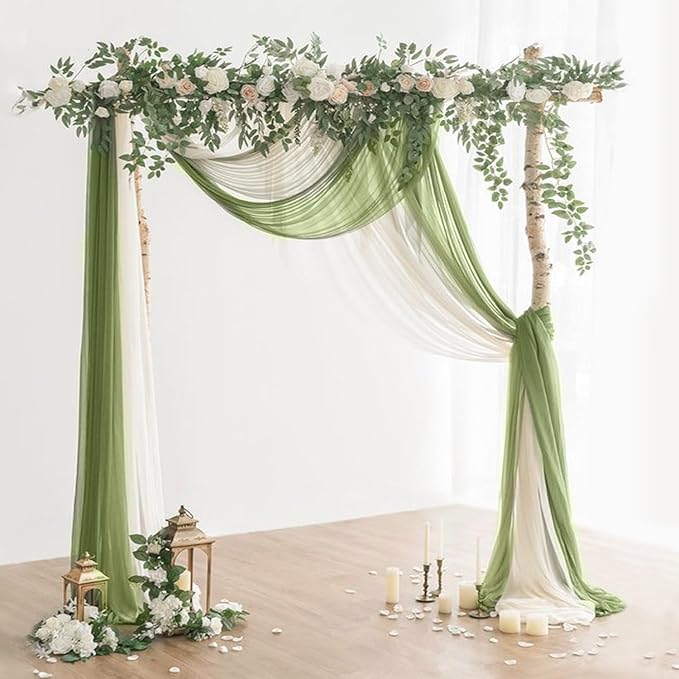 10 Packs Olive Green Cheese Cloth Table Runners, 10FT Boho Gauze Moss Green Cheesecloth Table Runner for Wedding Bridal Baby Shower Fall Thanksgiving Christmas Table Decoration