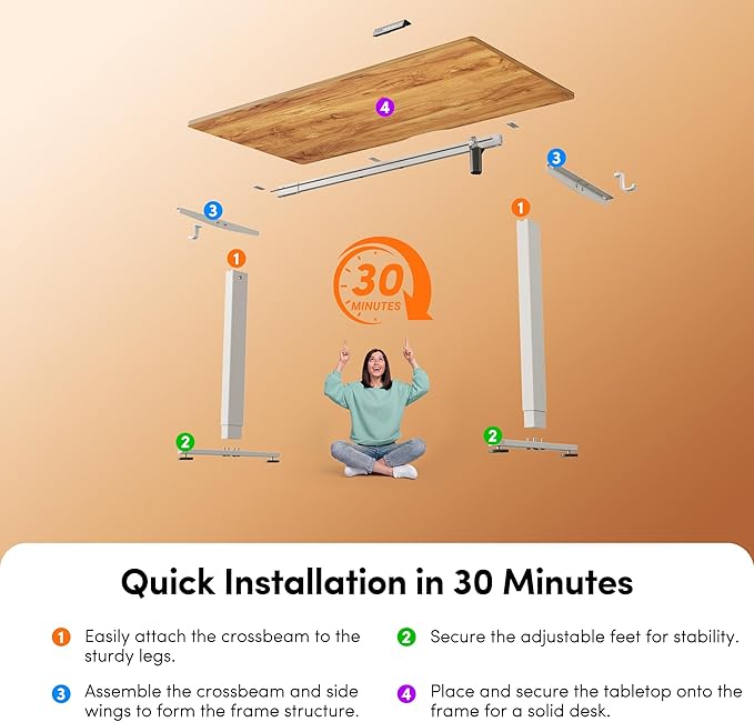 FEZIBO Electric Standing Desk, 55 x 28 Inches Height Adjustable, Sit Stand Up, Computer Home Office Desk with Splice Board (Light Rustic)
