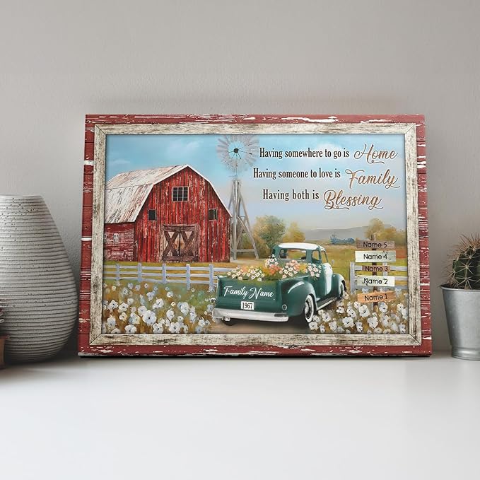 Dem Canvas Personalized Family Canvas, Personalized Signs With Names Canvas, Farm Wall Art Personalized Photo Gifts For Family Street Sign