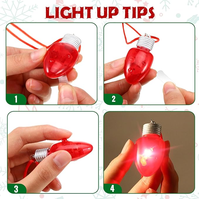 Yinkin 30 Pcs Christmas Light up Necklace for Adults Flashing Necklaces Christmas Accessory for Xmas Party Favors Stocking Stuffers Xmas Ornaments Decoration Party Supplies (Tree)