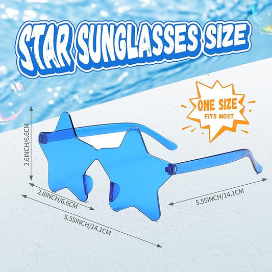 12/26/36 Pairs Rimless Star Shaped Sunglasses Transparent Glasses Bulk Fun Sunglasses for Party Favors
