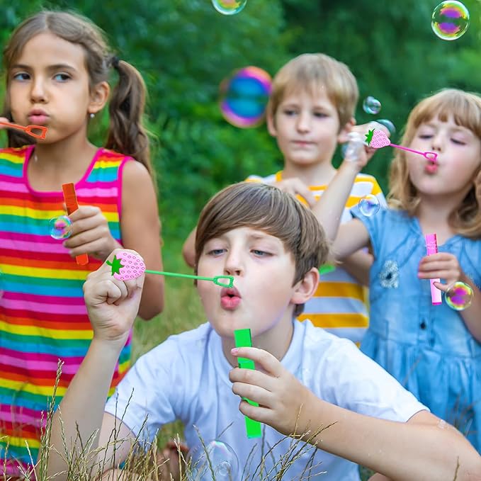 Strawberry Party Favors,24Pcs Strawberry Bubble Wands for Kids,Sweet Berry Bubble Wand for Birthday Party Supplies,Pinata Baby Shower Goodie Bag Stuffers Gift