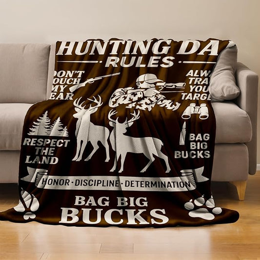 Hunting Dad Throw Blanket Gifts for Boys Girls Kids Adults, Deer Hunters Flannel Blankets for Travel Sofa Living Room Decor 60"X80"