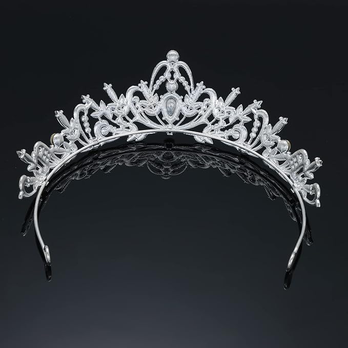 Kamirola Crystal Crowns and Tiaras Headband for Girl or Women Birthday Party Wedding Prom Bridal Christmas Valentine Mother's DayTR20 (Silver)