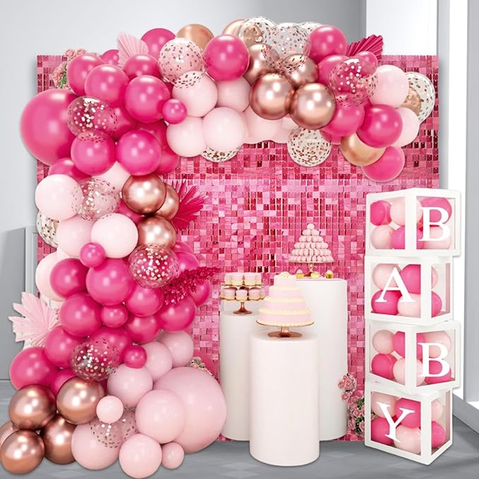 48 PCS Deep Pink Shimmer Wall Backdrop, Laser Square Sequin Photo Backdrops Panel, Glitter Wall Background for Birthdays, Weddings, Halloween, Engagements, Disco Bachelorette Party Decoration (6x8FT)