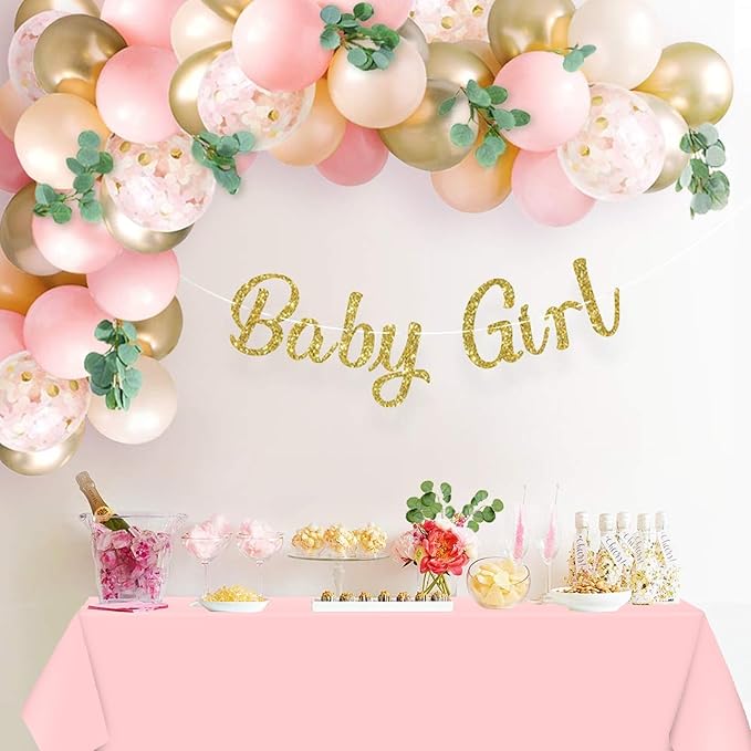 WNINK 3 Pack Light Pink Tablecloths, Pink Disposable Plastic Waterproof Table Cover, 54" x 108", for Birthday, Baby Shower,Wedding, Bridal Shower, Picnic Camping Parties