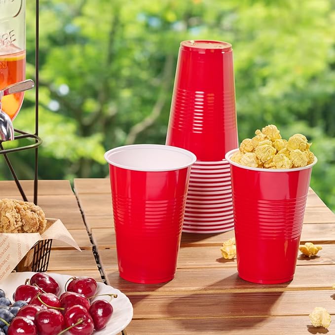 Lilymicky 240 Pack 16 oz Disposable Plastic Cups, Red Party Plastic Cups for Parties, Picnics and BBQ
