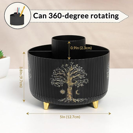 SKYDUE 360 Degree Rotating Desk Organizer, Dual-Purpose Pencil Pen Holder for Desktop, Desk Pen Organizer with 5 Slots, Office Supplies, Pencil Cup for Office, School, Home