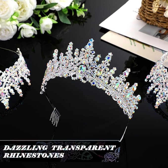 Tiaras and Crowns for Women Princess Crystal Tiara Crown with Comb Rhinestone Hair Accessories