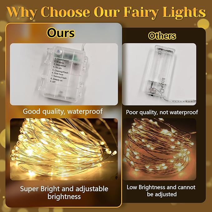 200 LED 67Ft Fairy Lights Battery Operated with Remote,Waterproof String Lights for Indoor & Outdoor,8 Modes Christmas Lights for Christmas Tree,Bedroom, Party,Wedding Decor