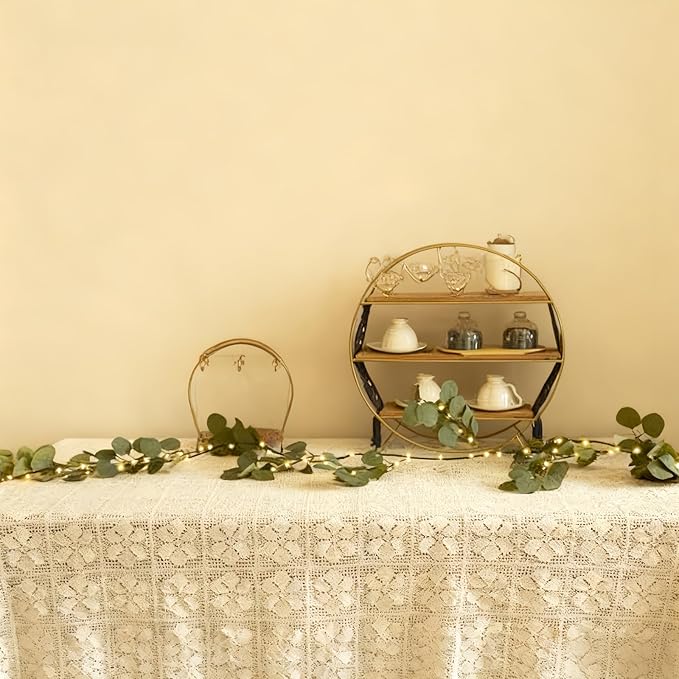 6Ft Fairy Light Faux Eucalyptus Leaf Garland,Vines Lights Artificial Greenery Garland for Christmas Table Fireplace Mantle Decor Spring(Batteries Not Included)