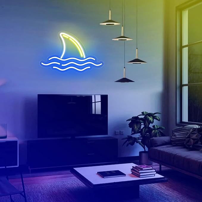 Neon Sign, Shark Led Neon Signs for Bedroom Decor, USB Powered OceanTheme Art Neon Night Light Acrylic Light Up Sign for Kids Birthday Gift Festival Party Holiday Decor