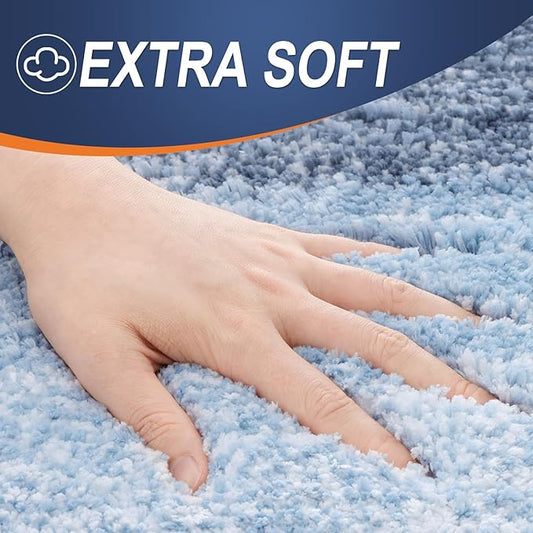 OLANLY Bathroom Runner Rugs 44x24, Extra Soft Absorbent Microfiber Bath Rugs, Rubber Backing, Quick Dry, Machine Washable Bath Mats for Bathroom Floor, Tub and Shower, Home Decor Accessories, Blue