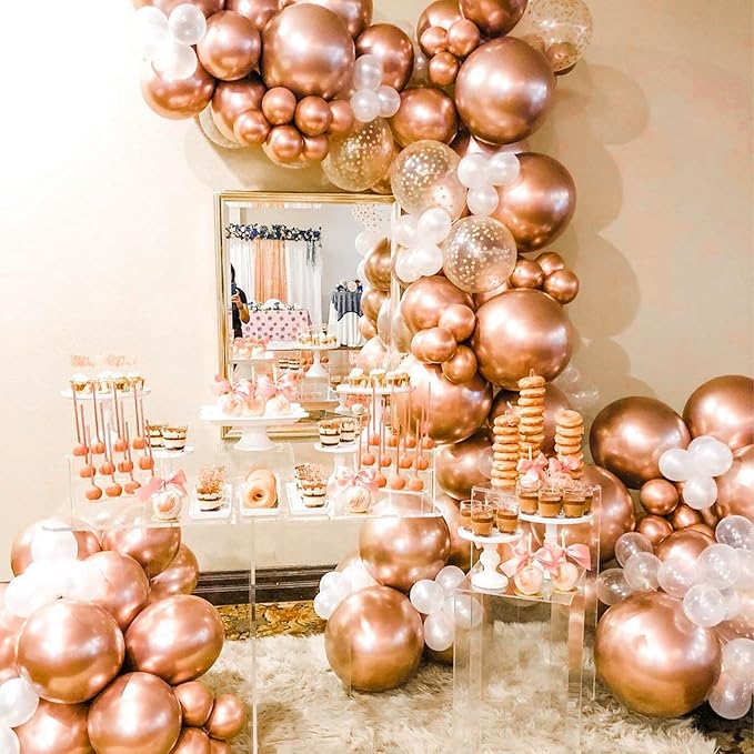 PartyWoo Metallic Rose Gold Balloons, 50 pcs 5 Inch Rose Gold Metallic Balloons, Rose Gold Balloons for Balloon Garland or Arch as Bachelorette Party Decorations, Wedding Decorations, Rose Gold-G107