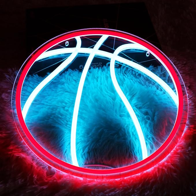 Basketball Neon Sign for Bedroom, Dimmable LED Neon Signs for Wall Decor,Sports Neon Sign for Kids Gift Size 12''
