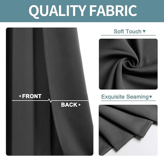ChrisDowa Blackout Curtains 108 Inches Long for Living Room, Grommet Thermal Insulated Room Darkening Curtains for Bedroom (1 Panel Set, Dark Grey, 52W x 108L)