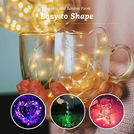 12 Pack Fairy Lights Battery Operated String Lights,7FT 20LED Waterproof Silver Wire Christmas Lights Outdoor,Firefly Mini Lights for Bedroom Party Birthday Wedding Indoor Decorations.